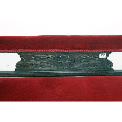 158 - A Victorian ebonised Chaises Lounge with red velvet upholstery