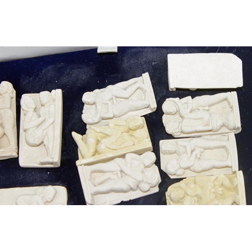 1700 - 10 miniature erotic plaster figures - likely of Indian origin