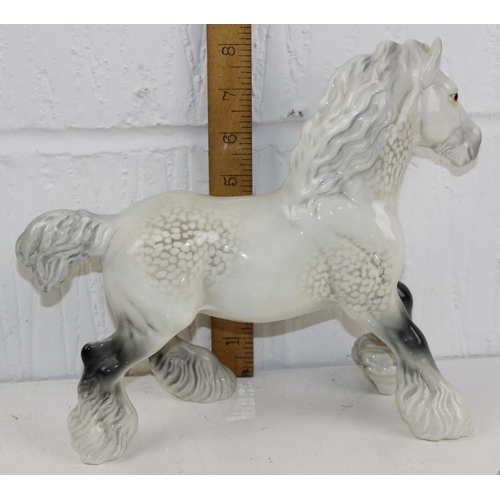 1704 - Beswick Cantering Shire Horse White and Grey Dapple - model 975