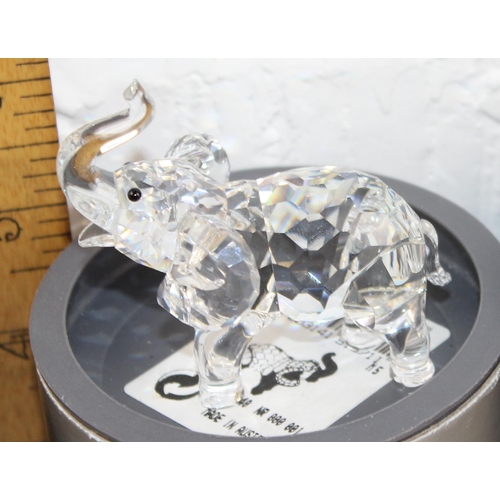 1709 - 5 boxed larger Swarovski crystal animals - Fox, Wolf, Clam, Elephant & Hedgehog