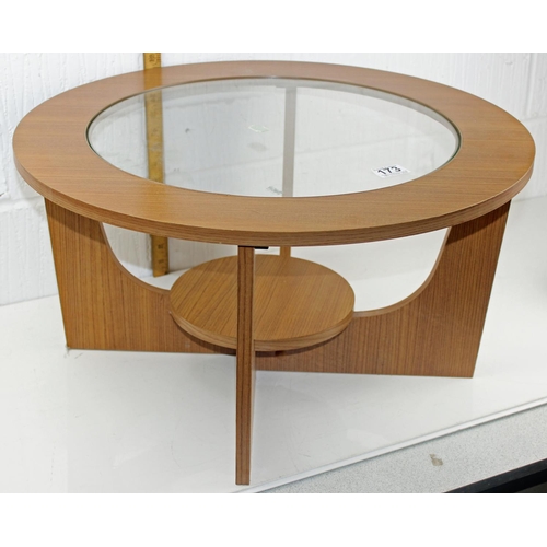 173 - A retro circular coffee table in the manner of G-Plan