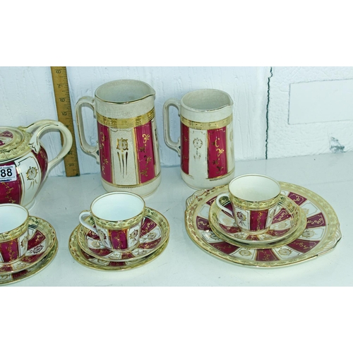 1988 - A highly decorative Victorian pottery tea set