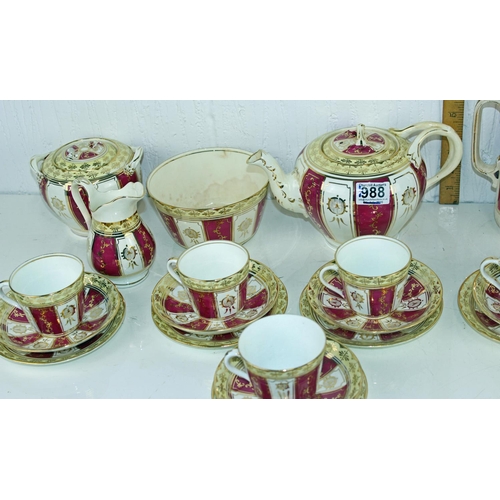 1988 - A highly decorative Victorian pottery tea set