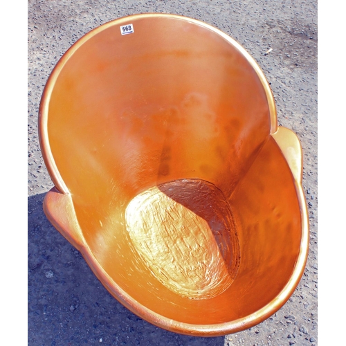 568 - A vintage tin bath or hip tub - painted gold