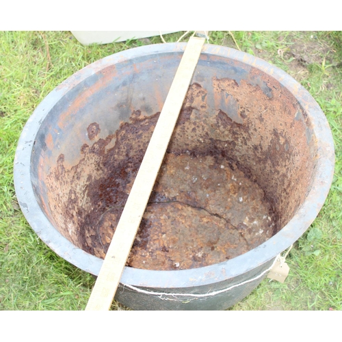 592 - Vintage large cast iron bowl with rounded bottom - approx 22 inches diameter