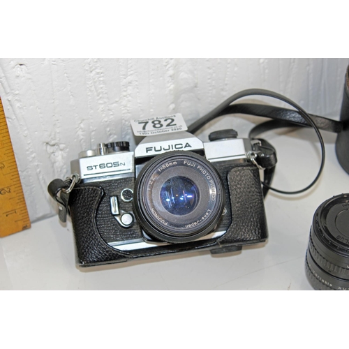 782 - Fujica ST605N camera and various lenses and accessories