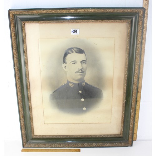 1026 - A large WW1 period framed photograph of a Royal Marines soldier