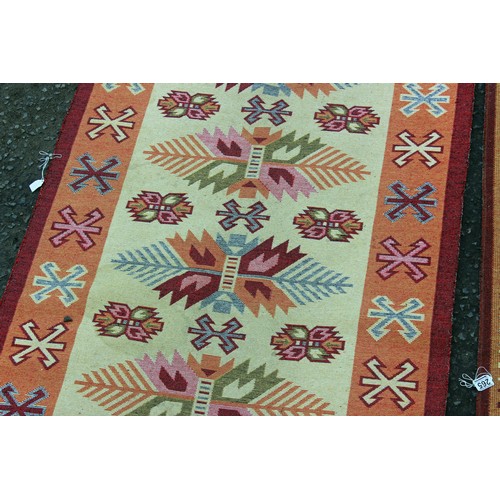 265 - 2 matching flat weave Kilim style runner rugs