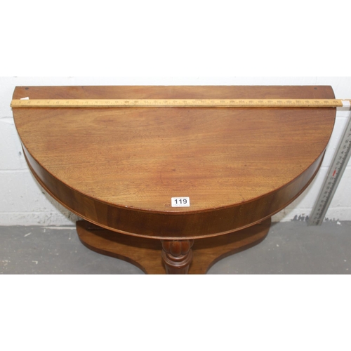 119 - Victorian demi-lune hall table