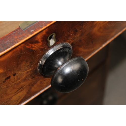 124 - A Victorian bow-fronted 2 over 3 mahogany chest of drawers with ebonised handles. Has been 'cottaged... 