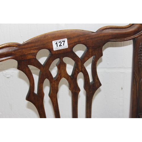 127 - Georgian Chippendale-style carver/arm chair with carved detail