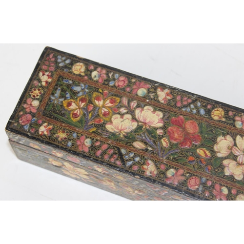 1606 - Kashmiri lacquer-style box decorated with flowers by Liberty of London