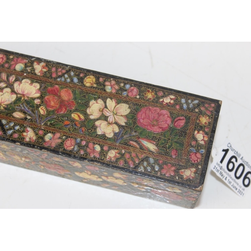 1606 - Kashmiri lacquer-style box decorated with flowers by Liberty of London