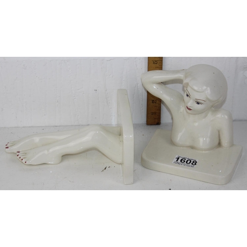 1608 - Rare Pair of Carlton Ware Nude Lady 