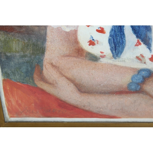 324 - Scottish School (20th Century) - An Oil painting of a young girl behind glass - indistinctly signed ... 