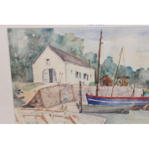 328 - A fine 20th century watercolour of Le Pouldu harbour in France