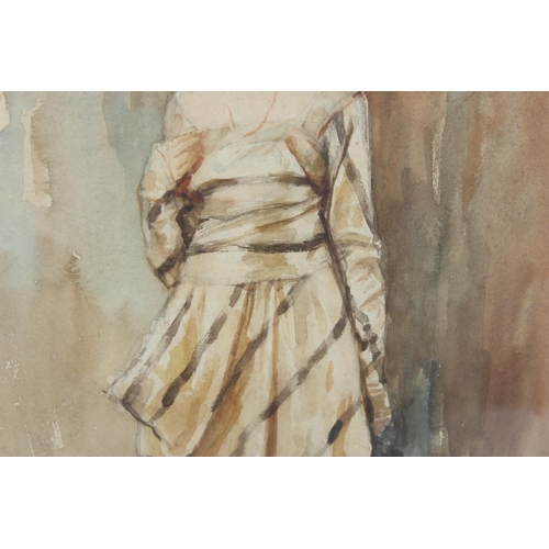 332 - An Art Deco period watercolour of a lady indistinctly signed in pencil lower left