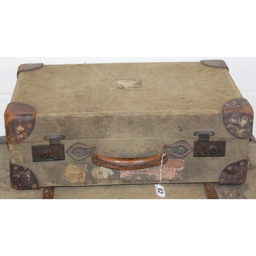 62 - A set of 3 matched travelling trunks/ suitcases marked 