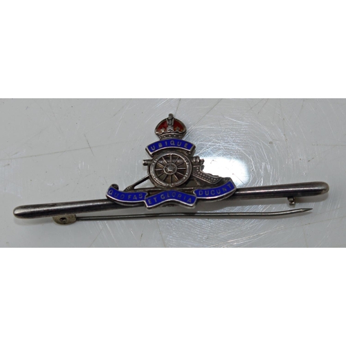 1012 - 2 silver sweetheart brooches - Norfolk Regiment and Royal Artillery