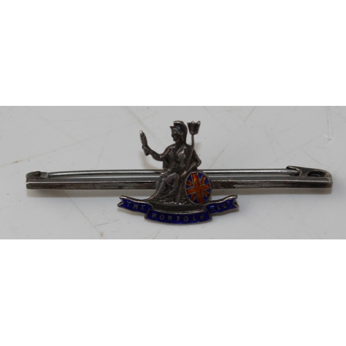 1012 - 2 silver sweetheart brooches - Norfolk Regiment and Royal Artillery