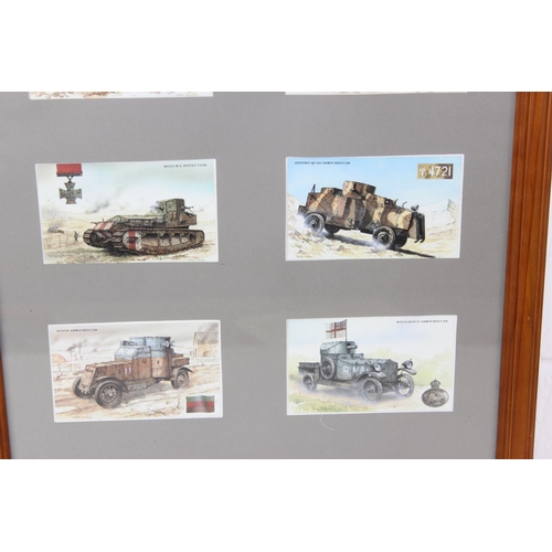 1022 - Set of 6 framed illustrated postcards of WWI British Army vehicles after Military Artist – Peter Sar... 