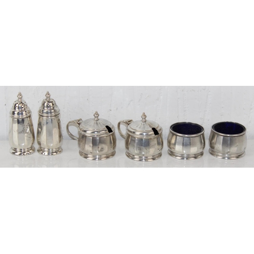 1111 - A boxed 6 piece silver cruet set - Birmingham 1929/30 by Walker & Hall