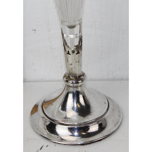 1119 - A pair of antique silver plate and glass fluted epergnes