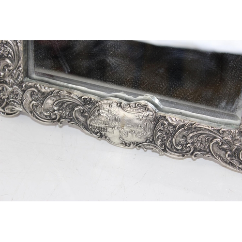 1123 - Replica in Silver Plate of an Edwardian ‘A’ frame bevelled glass dressing table mirror original desi... 