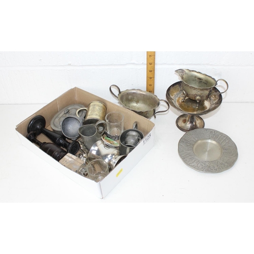 1125 - Qty of misc silver plate and metal items etc