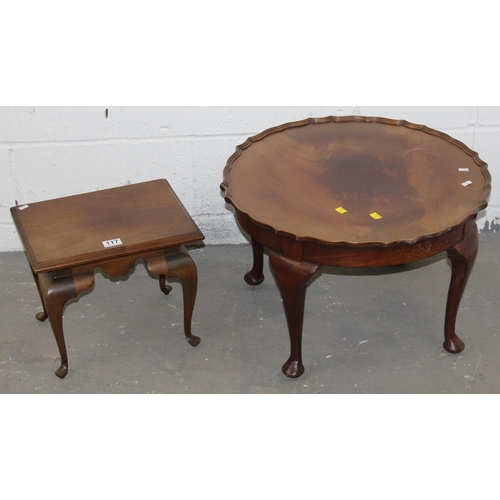 117 - Small mahogany table and small pie-crust table