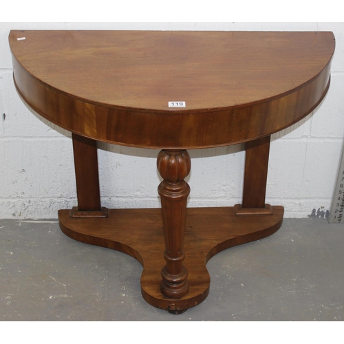 119 - Victorian demi-lune hall table