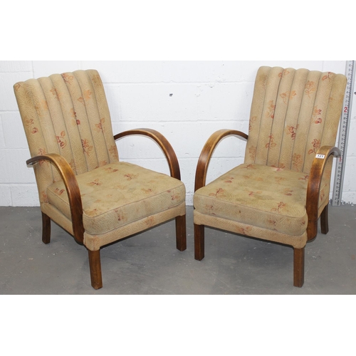 121 - Pair of Art Deco period arm chairs in the manner of Parker Knoll