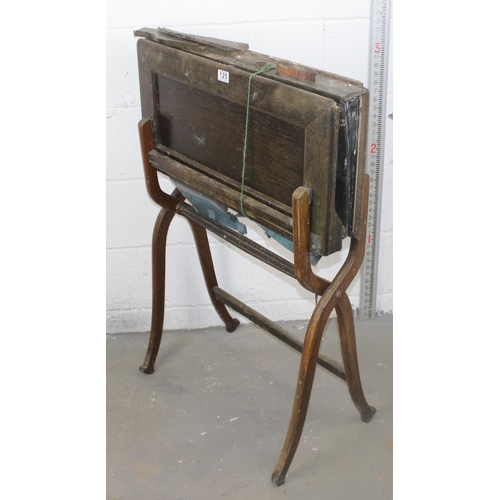 125 - 19th century folding campaign desk with leather interior