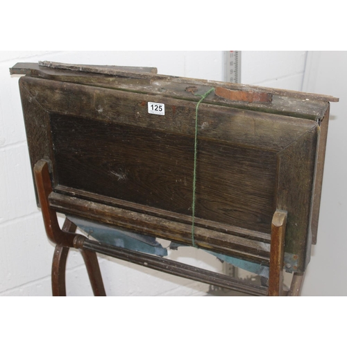 125 - 19th century folding campaign desk with leather interior