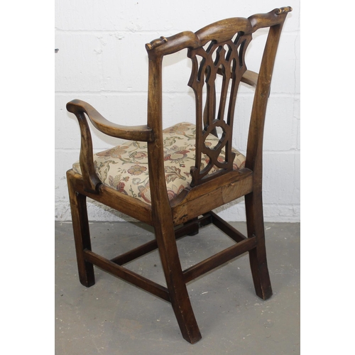 127 - Georgian Chippendale-style carver/arm chair with carved detail