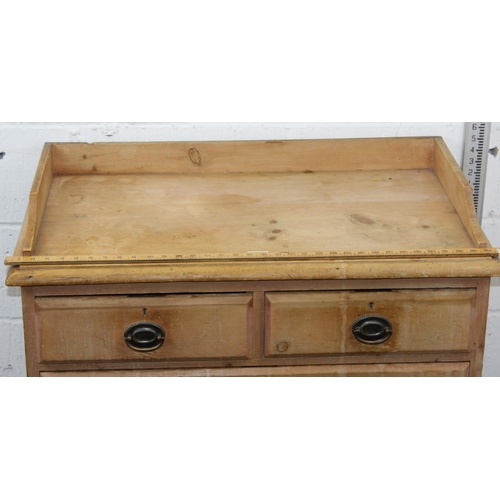 13 - A Victorian Pine 2 over 2 chest of drawers with gallery top