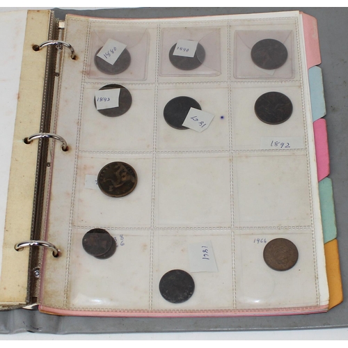 1300 - A folder of assorted coinage, mainly British to inc a qty of silver 3d coins and other silver coins