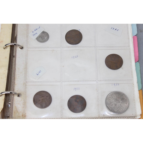 1300 - A folder of assorted coinage, mainly British to inc a qty of silver 3d coins and other silver coins