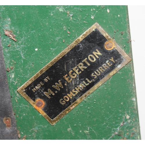 131 - Vintage wood green-painted outdoor easel bearing label marked M. W. Egerton