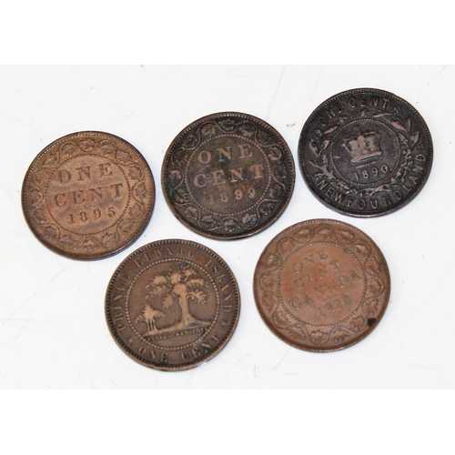 1314 - Canada coins - 5 antique copper coins