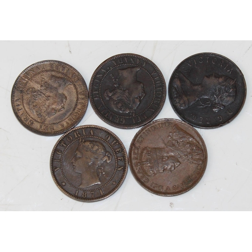 1314 - Canada coins - 5 antique copper coins