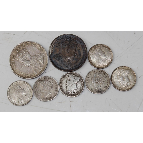 1321 - Canada coins - 8 19th/ early 20th century silver coins to inc Newfoundland