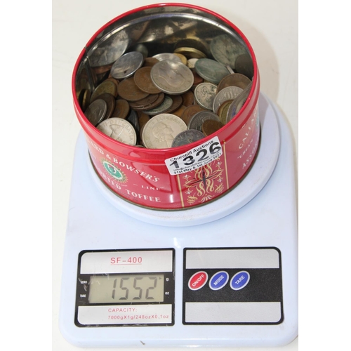 1326 - Approx 1.5kg of mixed British & World coinage