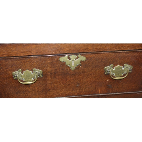 133 - A Georgian 3-drawer sideboard believed to be Elm with original brass handles