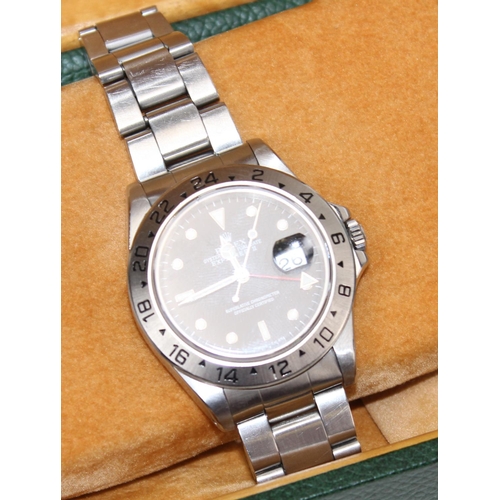 1354 - A Genuine Rolex Explorer II wristwatch with Stainless Steel case and band and black Swiss T<25 dial.... 