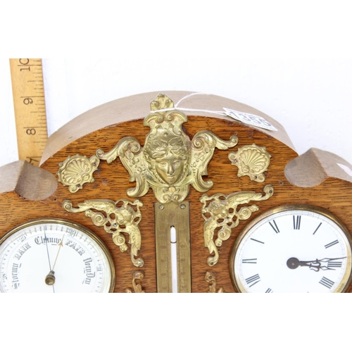 1355 - An impressive late 19th/ early 20th century Oak cased clock & barometer with Mercury thermometer and... 