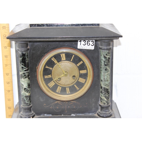 1363 - Antique slate cased mantle clock