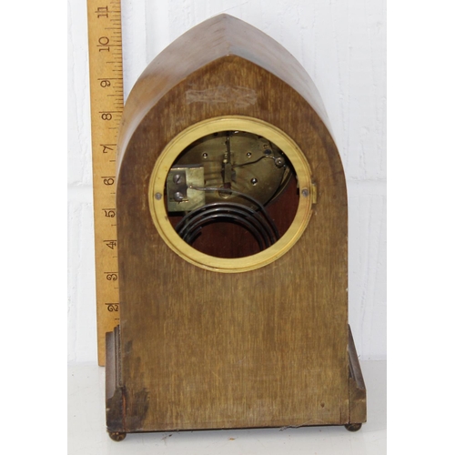 1364 - An Edwardian Sheraton Revival wooden cased mantle clock