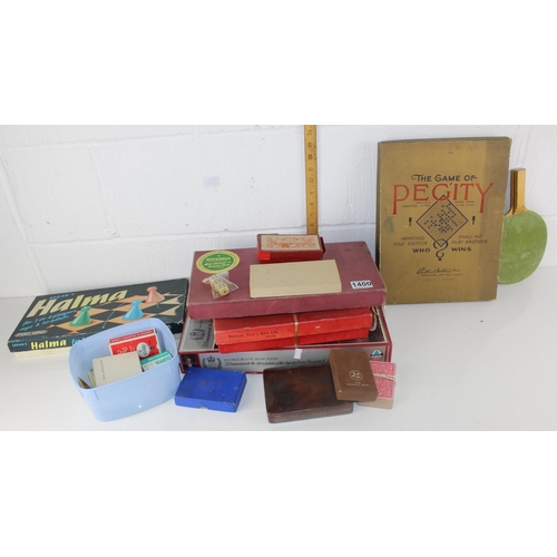 1400 - Qty of vintage board games and playing cards etc.