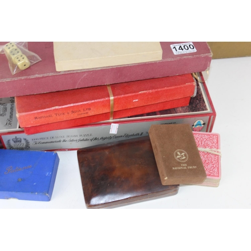 1400 - Qty of vintage board games and playing cards etc.